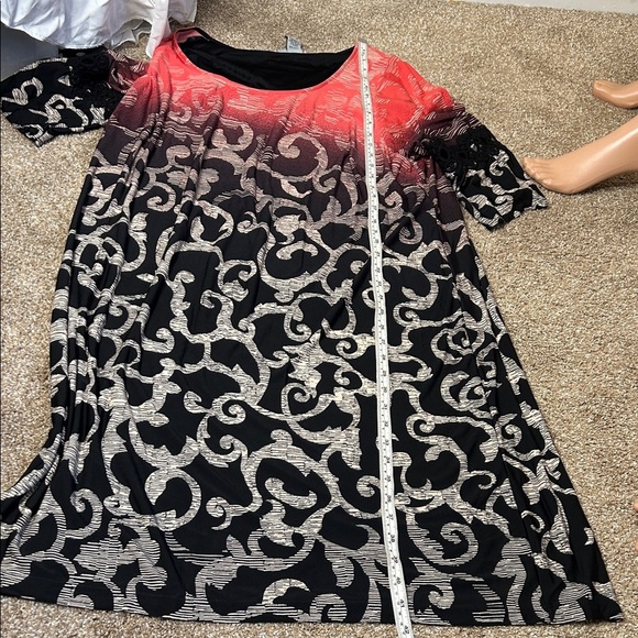 Catherines dress Elegant Black and rose pink tunic slinky stretch plus SZ 1X - Picture 6 of 10